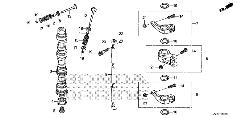 Esploso albero a camme Honda BF40