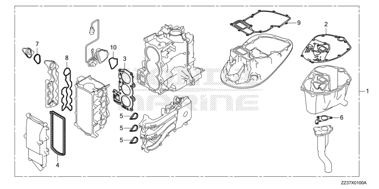 Esploso kit guarnizioni Honda BF40