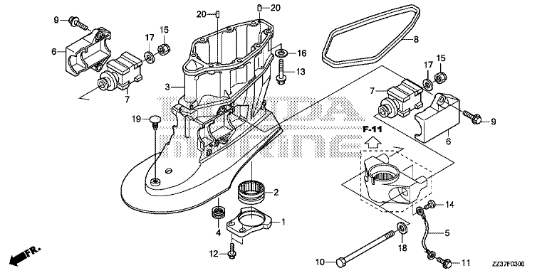 Esploso albero a gomiti - pistone Honda BF40